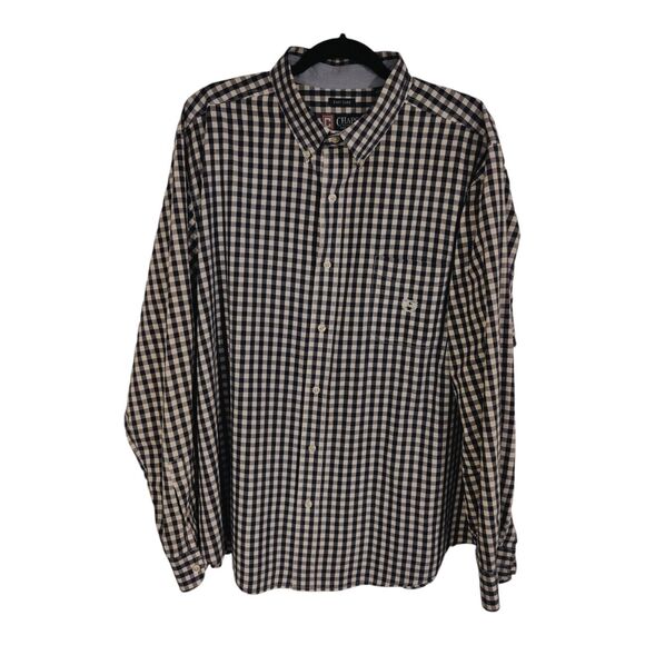 CHAPS Men's Custom Fit Blue Plaid L/Sleeve Button Down Shirt 100% Cotton XXL - Picture 1 of 12